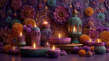 Obraz premium Colorful_floral_Diwali_design