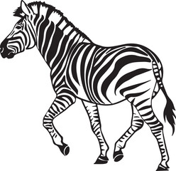 Obraz premium The image features a zebra positioned centrally, highlighting its unique striped pattern against a neutral background, Zebra vector style silhouette image