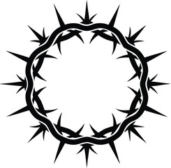 Obraz premium Black silhouette of a crown of thorns with sharp spikes.