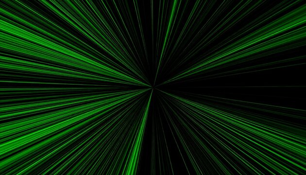 Abstract radiating green lines on black background (1)