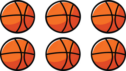 Obraz premium Six orange basketballs arranged in two rows.