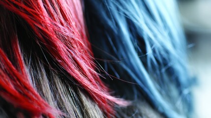 Obraz premium Vibrant Split Dye Hair Texture: Abstract Color Blend and Detail