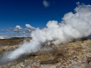 Steam rises from deep within the earth.