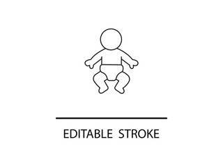 Adorable baby icon illustration for your cute newborn designs and projects, simple line art for baby shower invites and nursery decor.
