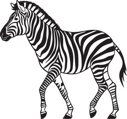 Obraz premium The image features a zebra positioned centrally, highlighting its unique striped pattern against a neutral background, Zebra vector style silhouette image
