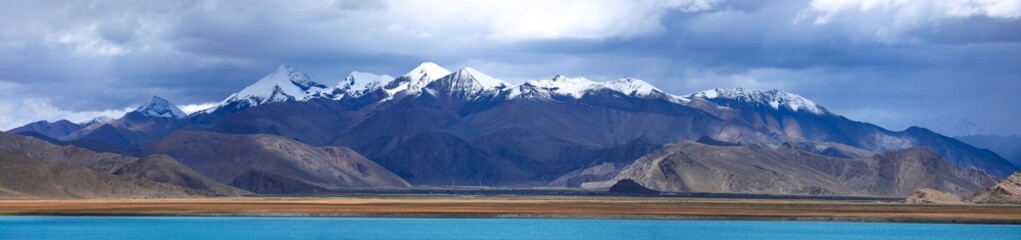 Snow-capped mountains and lakes in Tibet