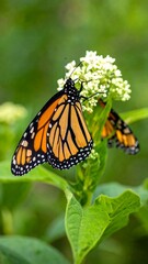 Fototapeta premium Monarch butterflies on flowers