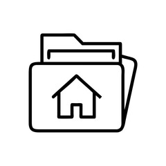 Real Estate Portfolio Folder Outline Icon – Minimal Line Art Symbol for Property Documents and Investment Files