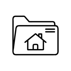 Real Estate Portfolio Folder Outline Icon – Minimal Line Art Symbol for Property Documents and Investment Files