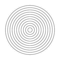 Polar grid of 10 concentric circles. Blank polar graph paper. Simple circle diagram divided on ten equal segments. Coaching tool for visualizing. Life wheel or habits tracker. Vector illustration.