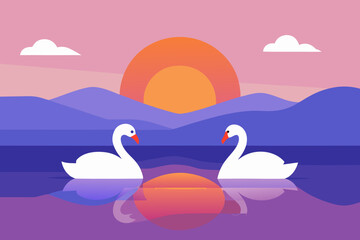 two swans on the lake