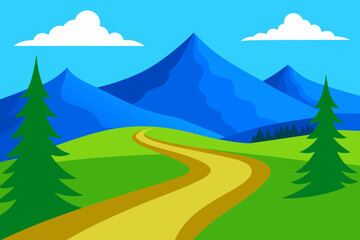 landscape with mountains and blue sky