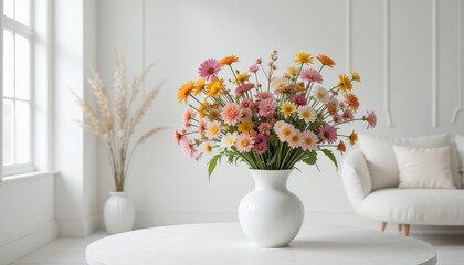 Vibrant Gerbera Daisy Bouquet Brightens a Modern Minimalist Home