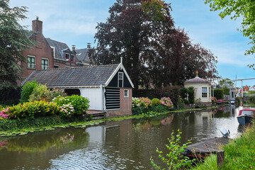 Historic tea houses (Imitation of "Turkish Tent") - garden rooms built for women to enjoy tea and relaxed along the canal. EDAM, NETHERLANDS.
