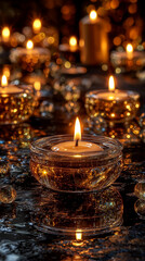 Close up a beautiful candle in the glass.