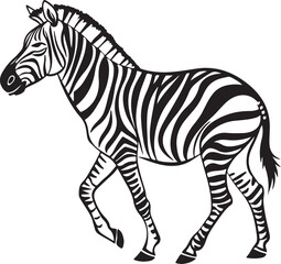 Obraz premium The image features a zebra positioned centrally, highlighting its unique striped pattern against a neutral background, Zebra vector style silhouette image