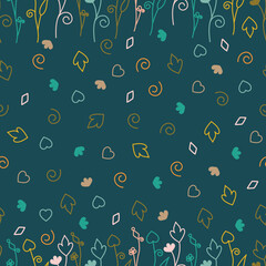 Scandinavian line flowers vector seamless pattern. Floral surface design of scandi flowers