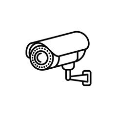 Security Camera Surveillance System Outline Icon Vector Illustration: Monitoring, Protection, and Safety Equipment for Crime Prevention and Property Security