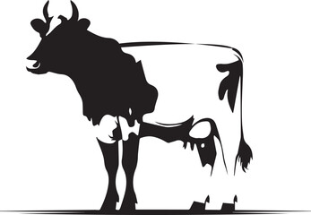 Cow Black and White Standing vector on white background