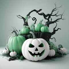 Halloween white and green Digital background