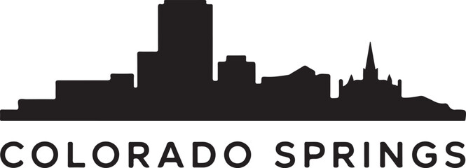 Fototapeta premium Minimalist Black and White Colorado Springs Skyline Silhouette