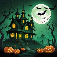 Halloween white and green Digital background