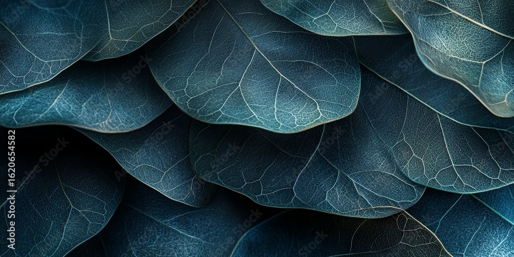 Wall mural leaf-like abstract shapes, layered textures and soft shadows creating depth and a natural feel