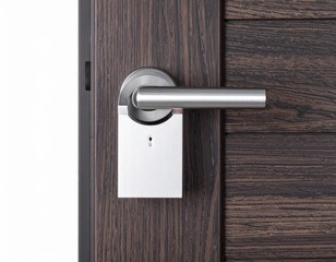 Modern Door Lock with Sleek Handle on Wooden Background for Interior Design and Security Themes