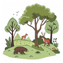 vector illustration of a tree in forest