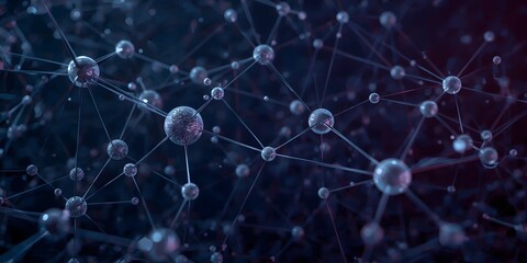  3D glowing neural nodes and connecting lines floating on dark gradient background,  abstract AI neural network concept,