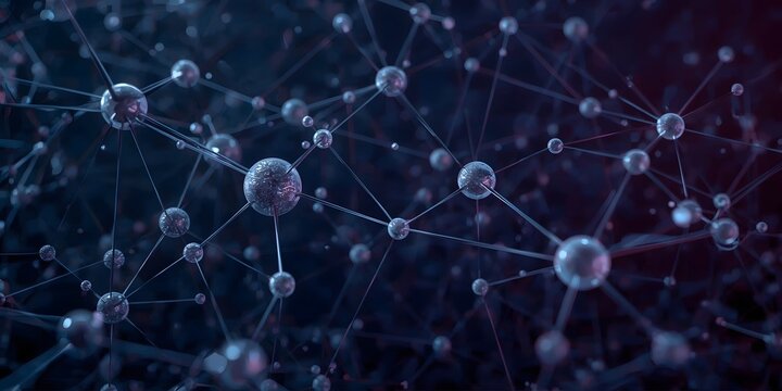  3D glowing neural nodes and connecting lines floating on dark gradient background,  abstract AI neural network concept,