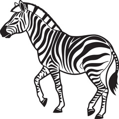 Obraz premium The image features a zebra positioned centrally, highlighting its unique striped pattern against a neutral background, Zebra vector style silhouette image