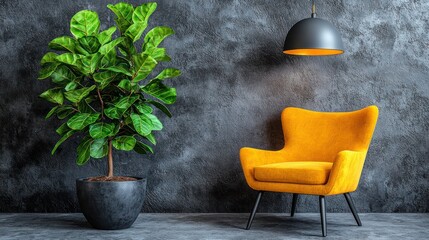 Modern room with plant & chair