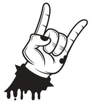 recommend clip art: Rock on hand gesture illustration with spiked cuff and dripping effect. Rock on hand gesture illustration with spiked cuff and dripping effect.