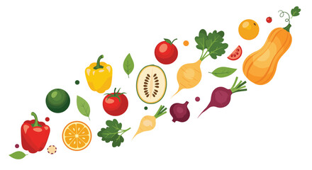 A Vibrant Assortment of Fresh Healthy Vegetables and Fruits Arranged Artfully