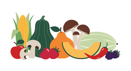 Abundant Harvest Assortment of Fresh Fruits Vegetables and Fungi for Wholesome Nutrition