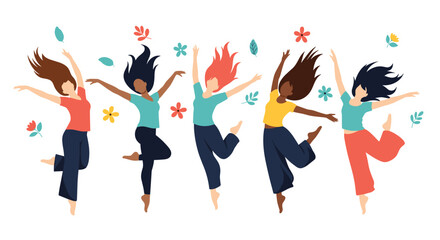 Joyful Women Dancing Together Celebrating Freedom and Individuality Through Movement and Expression