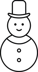 snowman icon line art vector on transparent background