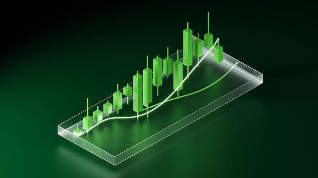 3D Candlestick Chart Display on Financial Trading Interface - Free ...