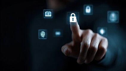 Hand interacting with digital security interface