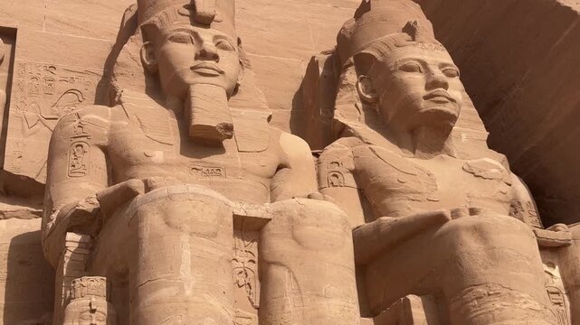 Majestic statues of ramses ii at abu simbel temple