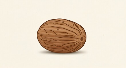 Nutmeg Spice Illustration: Culinary Ingredient