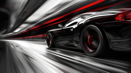 Fototapeta premium Fast sports car moving through tunnel