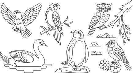 Bird Animal Wildlife Nature Feather Wing Flight Swan Eagle Owl Penguin Sparrow Vector