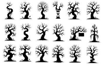 Halloween tree icon set