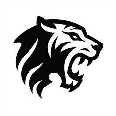 Roaring tiger logo design vector illustration