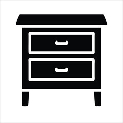 Silhouette vector icon nightstand  of  on white background