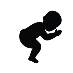 Sleeping baby silhouette on white background