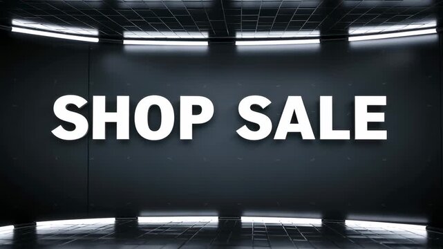 shop sale text with eye-catching soundwave graphics