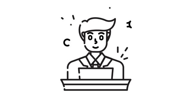 Waiter icon serving food with a smile, perfect for restaurant branding and culinary content